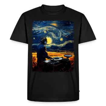 Disc Jockey Music Player DJ Turntable Stars - Men's Premium Organic T-Shirt - black - Front - Nico (187cm)
