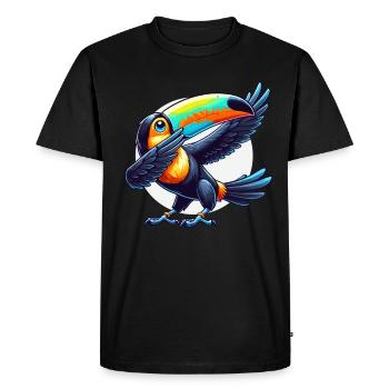 Toucan, Tropical Bird, Dabbing, Exotic - Men's Premium Organic T-Shirt - black - Front - Nico (187cm)