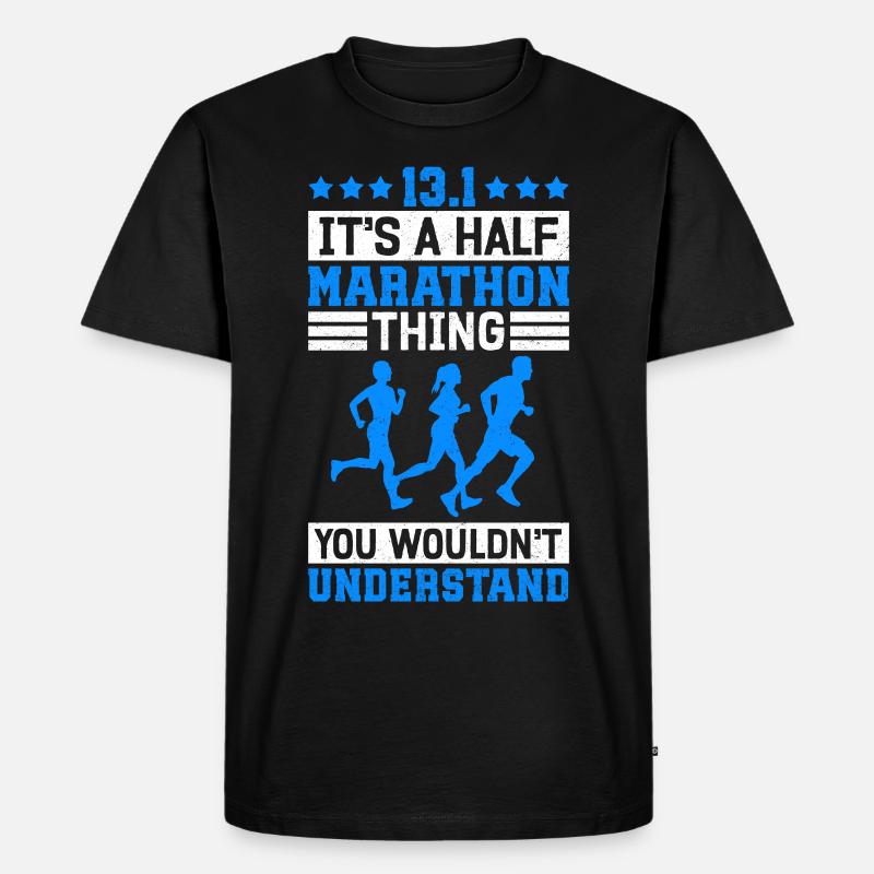 Halbmarathon Halb-Marathon Geschenk - Männer Premium Bio T-Shirt - Schwarz