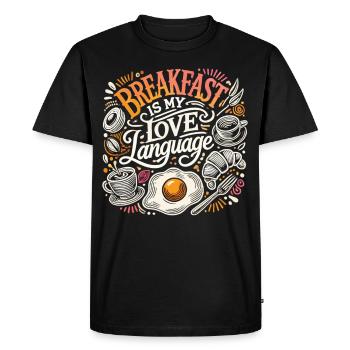 Frühstücksliebe : Le petit-déjeuner est ma langue d’amour - T-shirt Premium bio Homme - noir - Devant - Nico (187cm)