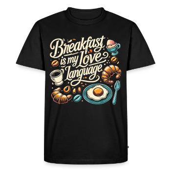 Frühstücksfreude : Le petit-déjeuner est ma langue d’amour - T-shirt Premium bio Homme - noir - Devant - Nico (187cm)
