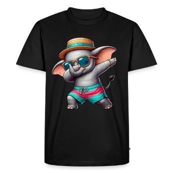 Elephant, Dabbing, Summer, Beach Summer Vacation - Men's Premium Organic T-Shirt - black - Front - Nico (187cm)