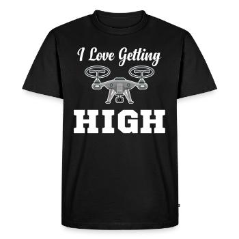 I Love Getting High Funny Drone Flying Helicopter - Men's Premium Organic T-Shirt - black - Front - Nico (187cm)