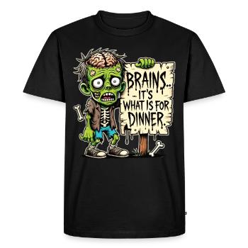 T-shirt drôle d’Halloween avec motif de dîner de zombie - T-shirt Premium bio Homme - noir - Devant - Nico (187cm)