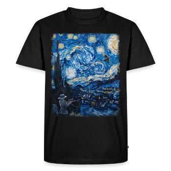 Pigeon Hunt Pigeon Hunter Starry Night Painting - Men's Premium Organic T-Shirt - black - Front - Nico (187cm)