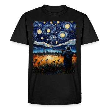 Duck Hunt Duck Hunter Starry Night Painting - Men's Premium Organic T-Shirt - black - Front - Nico (187cm)