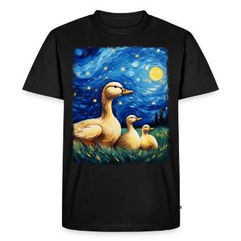 Ducks Birds Starry Night Painting - Men's Premium Organic T-Shirt - black - Front - Nico (187cm)