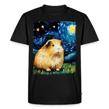 Cochon d’Inde Animal de compagnie Nuit étoilée Peinture - T-shirt Premium bio Homme - noir - Devant - Nico (187cm)