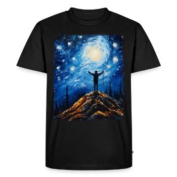 Hiking Outdoor Hikers Mountaineering Starry Night - Men's Premium Organic T-Shirt - black - Front - Nico (187cm)