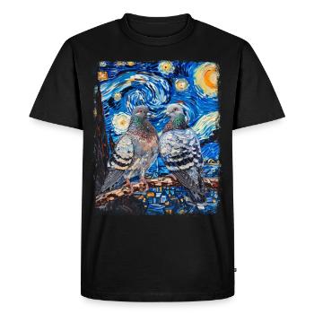 Dove Birds Starry Night Painting - Men's Premium Organic T-Shirt - black - Front - Nico (187cm)