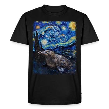 Ornithorynque Peinture Nuit Étoilée - T-shirt Premium bio Homme - noir - Devant - Nico (187cm)