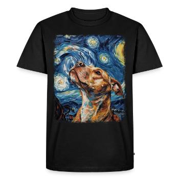 Pitbull Pittie Dog Starry Night Painting - Men's Premium Organic T-Shirt - black - Front - Nico (187cm)