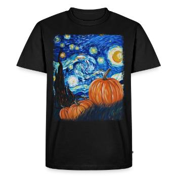 Peinture d’étoile filante de citrouille - T-shirt Premium bio Homme - noir - Devant - Nico (187cm)