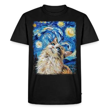 Ragdoll Cat Starry Night Painting - Men's Premium Organic T-Shirt - black - Front - Nico (187cm)