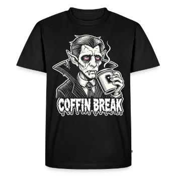 Coffin Break T-shirt drôle d’Halloween avec café - T-shirt Premium bio Homme - noir - Devant - Nico (187cm)