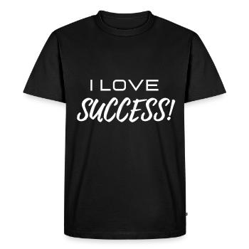 Dicton motivant Succès - J’aime le succès - T-shirt Premium bio Homme - noir - Devant - Nico (187cm)