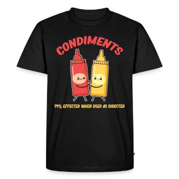 On se pimente les uns les autres ! Moutarde épicée - T-shirt Premium bio Homme - noir - Devant - Nico (187cm)