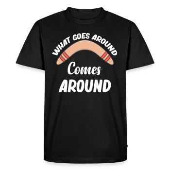 Ce qui circule tourne autour Boomerang drôle - T-shirt Premium bio Homme - noir - Devant - Nico (187cm)
