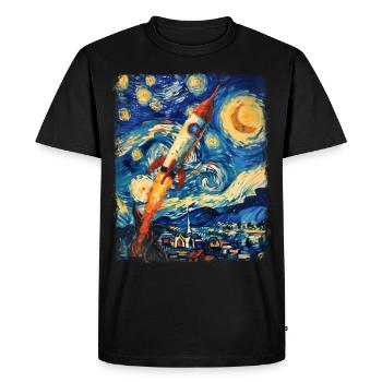 Rocket Astronomy Space Space Rocket Starry Night Ma - Men's Premium Organic T-Shirt - black - Front - Nico (187cm)