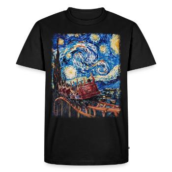 Achterbahn Vergnügungspark Sternennacht Malerei - Männer Premium Bio T-Shirt - Schwarz - Vorne - Nico (187cm)