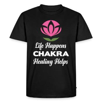 Life Happens Chakra Healing Helps Buddhist - Men's Premium Organic T-Shirt - black - Front - Nico (187cm)