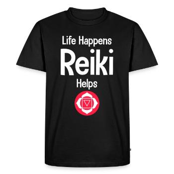 Life Happens Reiki helps with chakra healing. - Men's Premium Organic T-Shirt - black - Front - Nico (187cm)