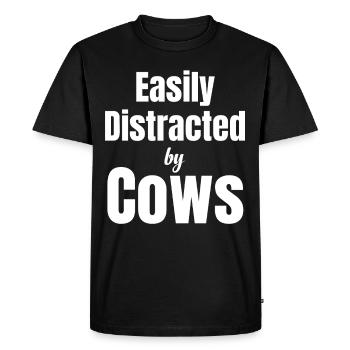 Facilement distrait par les vaches, les éleveurs - T-shirt Premium bio Homme - noir - Devant - Nico (187cm)