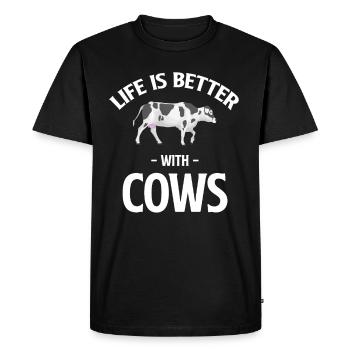 La vie est meilleure avec les vaches, les éleveurs de bovins - T-shirt Premium bio Homme - noir - Devant - Nico (187cm)