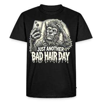 T-shirt loup-garou de dessin animé - Journée des mauvais cheveux - T-shirt Premium bio Homme - noir - Devant - Nico (187cm)