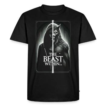 T-shirt Loup dans l’ombre - La bête intérieure - T-shirt Premium bio Homme - noir - Devant - Nico (187cm)