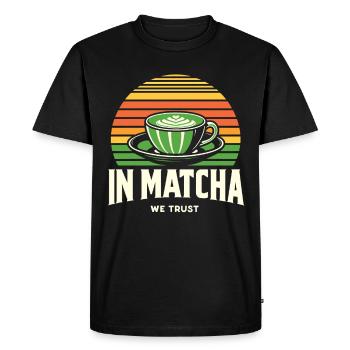 Thé Matcha Japonais Thé Vert Matcha Latte - T-shirt Premium bio Homme - noir - Devant - Nico (187cm)