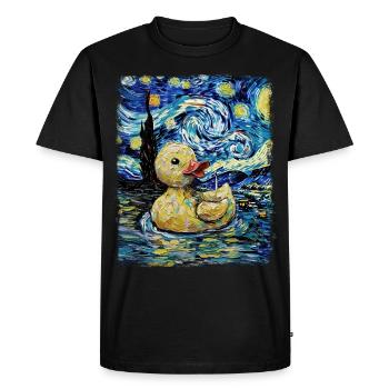 Rubber Duck Ducky Starry Night Painting - Men's Premium Organic T-Shirt - black - Front - Nico (187cm)