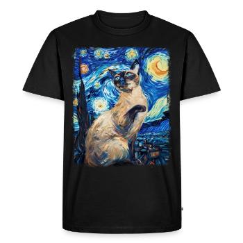 Siamese Cat Starry Night Painting - Men's Premium Organic T-Shirt - black - Front - Nico (187cm)