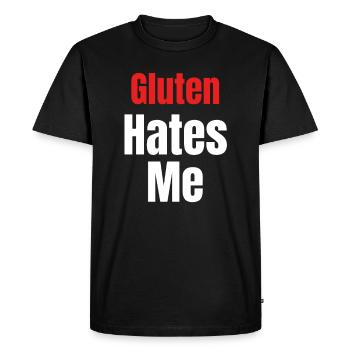 Le gluten me déteste Céréales Maladie cœliaque Allergie - T-shirt Premium bio Homme - noir - Devant - Nico (187cm)