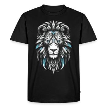 Symbole du Lion noir et blanc et bleu - T-shirt Premium bio Homme - noir - Devant - Nico (187cm)