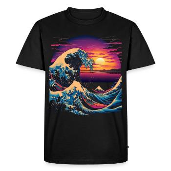 Grande vague de l’esthétique de l’art japonais de Kanagawa - T-shirt Premium bio Homme - noir - Devant - Nico (187cm)