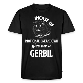En cas d’un - T-shirt Premium bio Homme - noir - Devant - Nico (187cm)