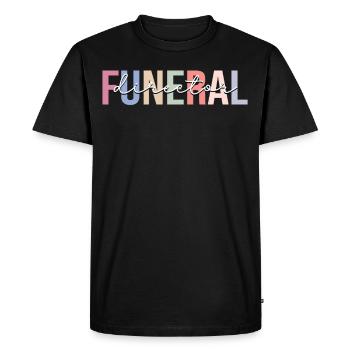 Directeurs de pompes funèbres Dernier intervenant Pompes funèbres Le - T-shirt Premium bio Homme - noir - Devant - Nico (187cm)