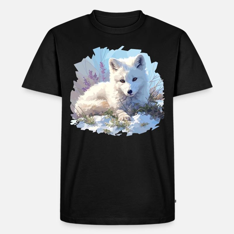 Arctic Fox Polarfüchse Polarfuchs - Männer Premium Bio T-Shirt - Schwarz