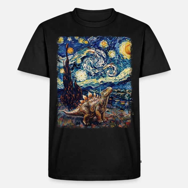 Stegosaurus Dinosaurier Sternennacht Gemälde - Männer Premium Bio T-Shirt - Schwarz