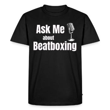 Posez-moi des questions sur le beatboxing. Jollier - T-shirt Premium bio Homme - noir - Devant - Nico (187cm)