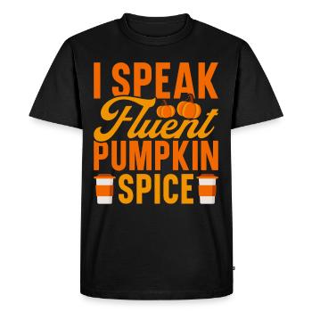 Citrouille Épices Latte Automne Halloween Citrouille Épices Épices - T-shirt Premium bio Homme - noir - Devant - Nico (187cm)