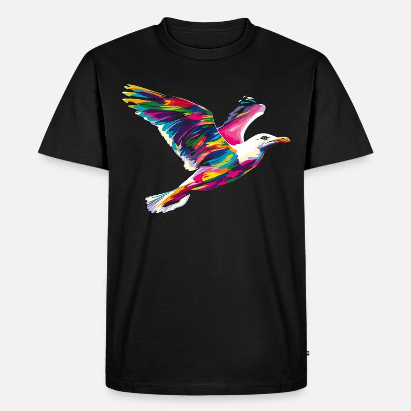 Seemöwe Möwe Seevogel Popart - Männer Premium Bio T-Shirt - Schwarz