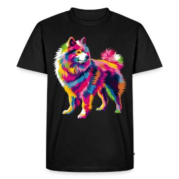Chien Samoyède Popart - T-shirt Premium bio Homme - noir - Devant - Nico (187cm)