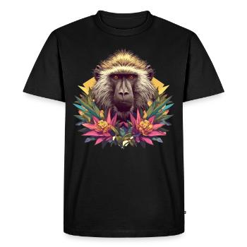 Baboon Paviane Pavian - Men's Premium Organic T-Shirt - black - Front - Nico (187cm)