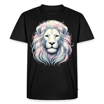 White lion in pastel art style - Men's Premium Organic T-Shirt - black - Front - Nico (187cm)