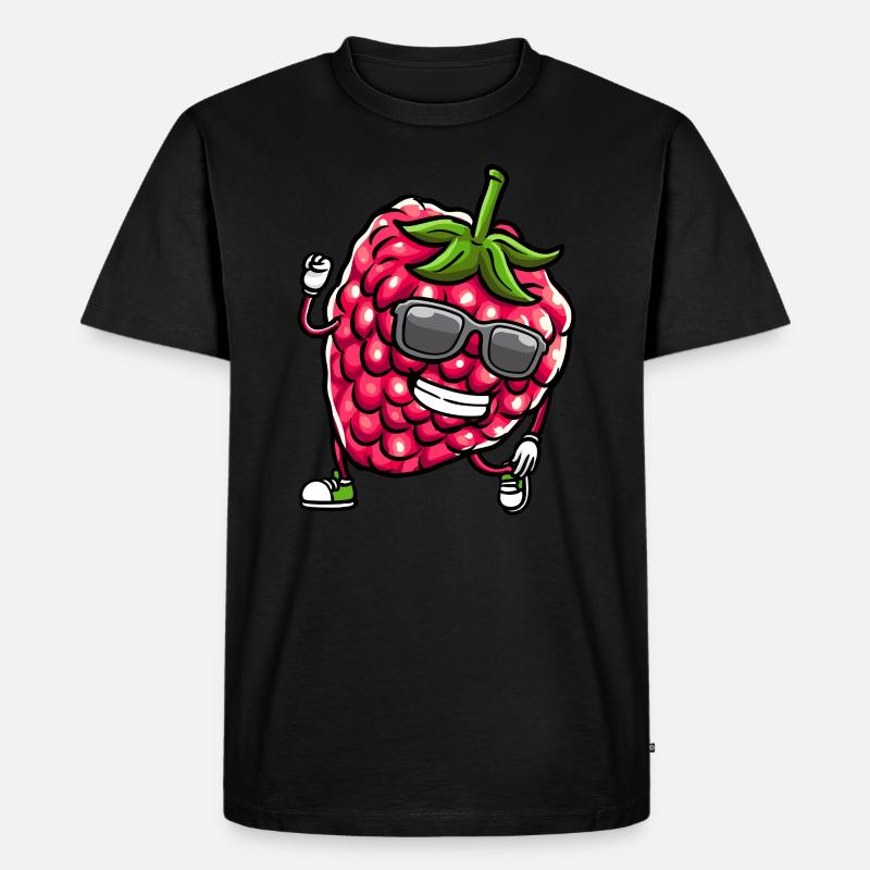 Beere Dancing Himbeeren Obst - Männer Premium Bio T-Shirt - Schwarz