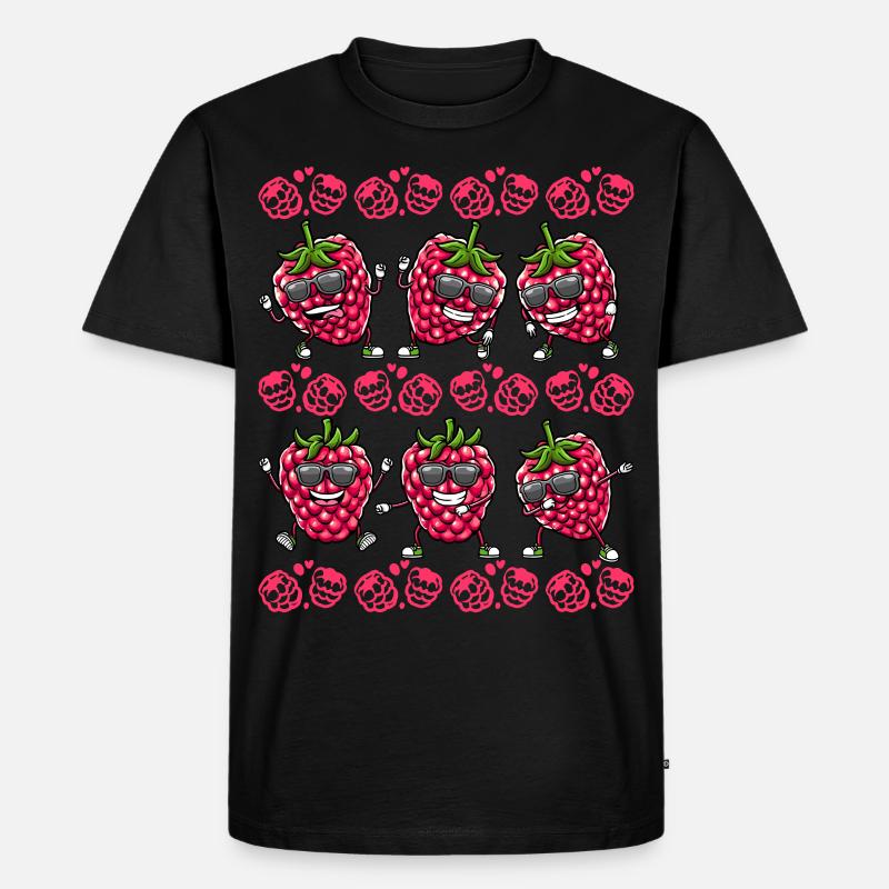 Beere Dancing Himbeeren Obst - Männer Premium Bio T-Shirt - Schwarz