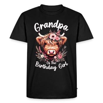 Papi de la fille d’anniversaire - T-shirt Premium bio Homme - noir - Devant - Nico (187cm)