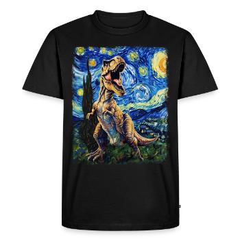 T-Rex Dinosaure Tyrannosaure Rex Nuit étoilée G - T-shirt Premium bio Homme - noir - Devant - Nico (187cm)